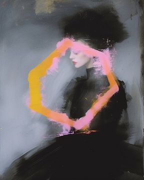 Abstract portret "A touch of neon" van Carla Van Iersel