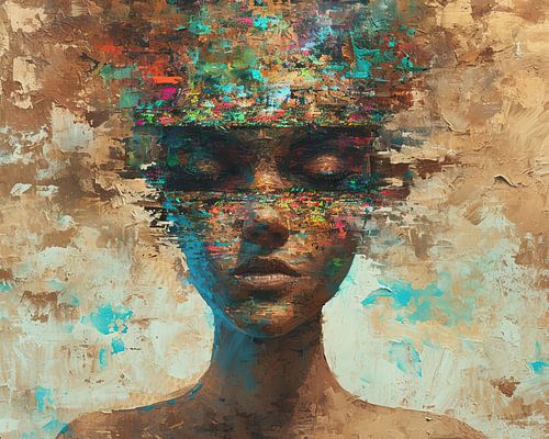 Modernes Frauenporträt | Buntes Glitch