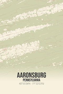 Vintage landkaart van Aaronsburg (Pennsylvania), USA. van Rezona