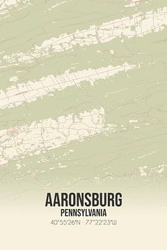 Vintage landkaart van Aaronsburg (Pennsylvania), USA. van MijnStadsPoster