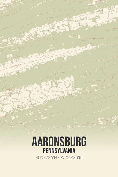 Carte ancienne d'Aaronsburg (Pennsylvanie), USA. par Affiches de lieux