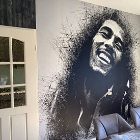 Klantfoto: Bob Marley van Sketch Art, als behang