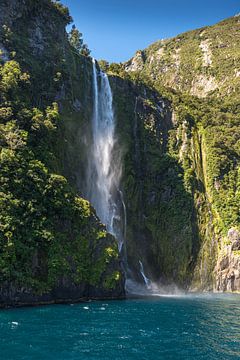 Waterfall in Doubtful Sound, New Zealand by Troy Wegman