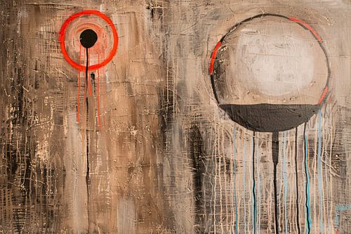 Abstract schilderij met cirkels en lijnen