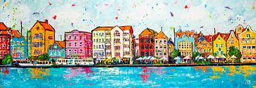 Handelskade bij dag Curaçao van Happy Paintings