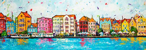 Handelskade bij dag Curaçao van Happy Paintings / Renata Rolefes