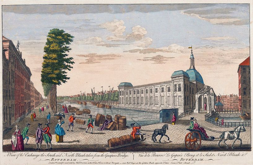 Rotterdam, Blick auf die Beurs und die Zuid- und Noord-Blaak von der Gaapersbrug aus, 1752 von Atelier Liesjes