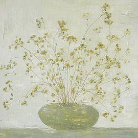 Flowers in a vase in soft shades of green by Color Square