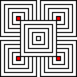 Overlapp | 2x2 | N=05 | L=1:3 | V=01 | Color=4xRed von Gerhard Haberern