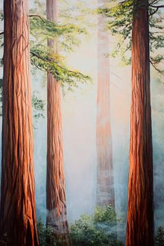 Dageraad in het Redwood-bos van Poster Art Shop