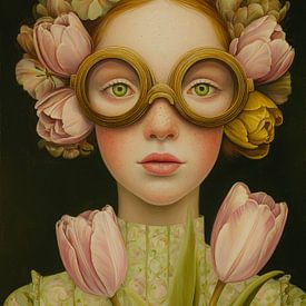 Portrait rêveur avec des fleurs et des lunettes sur But First Framing