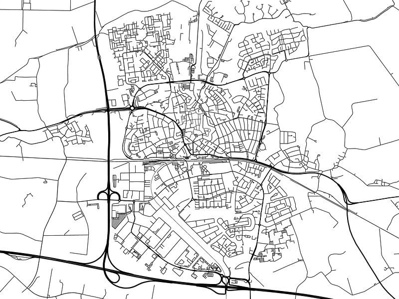 Map of Goes in Black and Wite by De Kaartenwinkel
