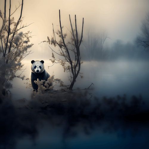 Panda in the Fog: A Surrealistic Adventure in the Marshlands