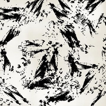 Abstract kunstwerk met lijnen, vormen en texturen in zwart van Imaginative