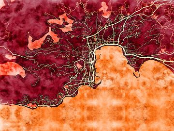 Kaart van Ajaccio in de stijl 'Amber Autumn' van Maporia
