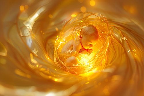 Baby in baarmoeder digitaal beeld