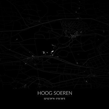 Zwart-witte landkaart van Hoog Soeren, Gelderland. van Rezona