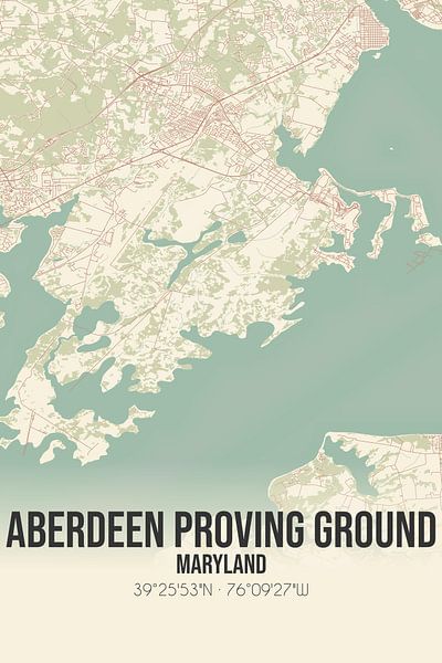 Carte d'époque d'Aberdeen Proving Ground (Maryland), États-Unis. par Affiches de lieux