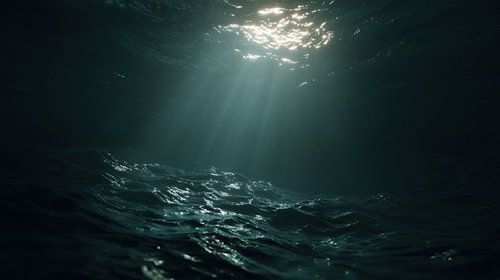 Sunlight through water on water surrealism panorama