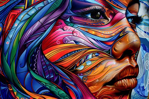 Digitaal abstract schilderachtig portret vrouw