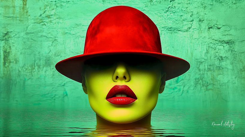 Le Chapeau Écarlate - Surreal Pop Art Portrait by Neural Artistry