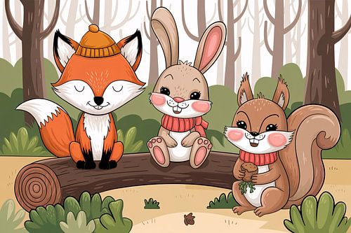 Schattige bosdieren in illustratie