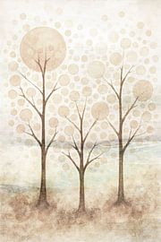 abstract trees with round leaves by Claudia Gründler