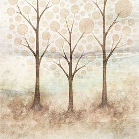 abstract trees with round leaves by Claudia Gründler