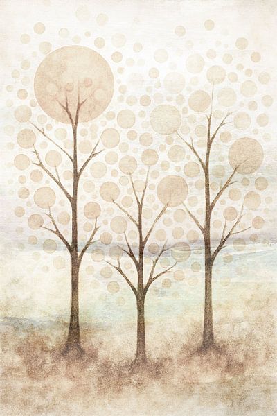 abstrakte Bäume mit runden Blättern von Claudia Gründler