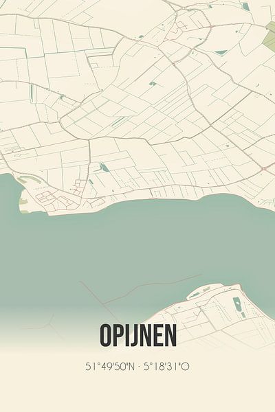 Carte ancienne d'Opijnen (Gueldre) par Affiches de lieux