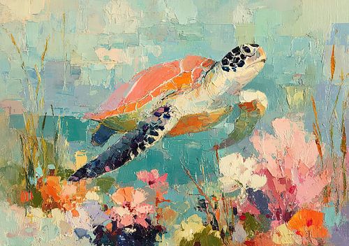 Tortue marine dans le récif de corail