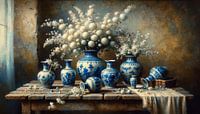 Still life with Delft blue vases