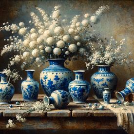 Still life with Delft blue vases by Art Studio RNLD