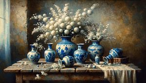 Nature morte avec vases bleus de Delft