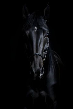 Paardenportret in Art Noir #1 van Mathias Ulrich