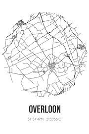 Overloon (Noord-Brabant) | Map | Black and White by Prints of Place