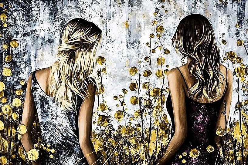 Women in golden field of flowers by Imperial Art House
