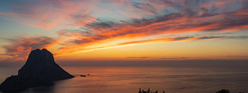 Sonnenuntergang Es Vedrà , Ibiza Spanien - Panoramafoto