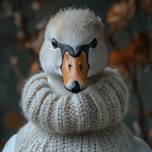 Eend gekleed voor de winter