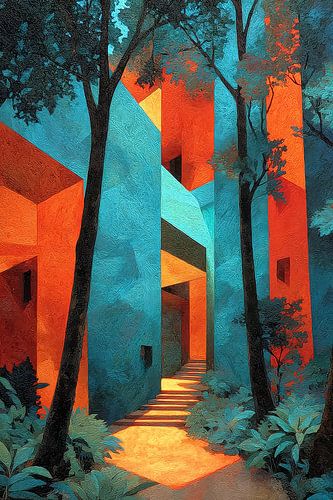 schilderachtig abstract kleurrijk architectuur