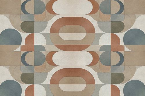 Mid Century Modern abstracte hedendaagse kunst aardekleuren