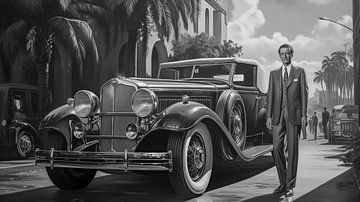 Independent American Man. Old American 1920s on a classic car art design by Animaflora PicsStock