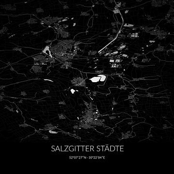 Schwarz-weiße Karte von Salzgitter Städte, Niedersachsen, Deutschland. von Rezona