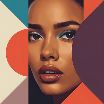 Modern portret met abstracte kleurvlakken
