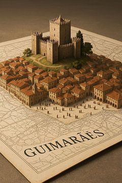 Guimarães Historisch Centrum Diorama - Vesting & Stadsposter van Travel Shop