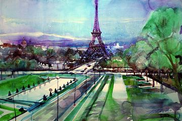Parijs, Trocadéro met Eiffeltoren van Johann Pickl