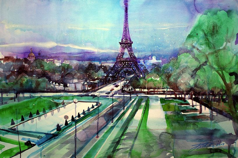 Paris, Trocadéro mit Eiffelturm von Johann Pickl