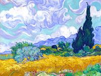 Korenveld met cipressen - Vincent van Gogh - 1889