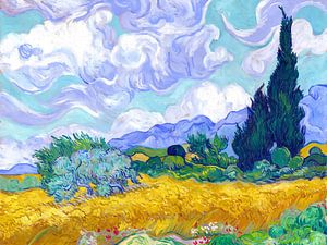 Korenveld met cipressen - Vincent van Gogh - 1889 van Doesburg Design