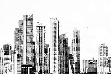 Skyline in zwart-wit, Panama-Stad van The Book of Wandering